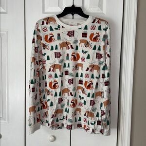 2-piece Festive Animal Print Long Sleeve Shirt, unisex